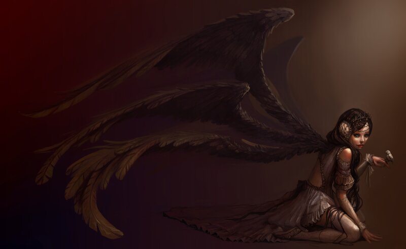 Angel with Black Wings — Brown, Dramatic