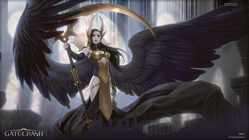 Angel with Black Wings — Dramatic, Digital Art, Staff