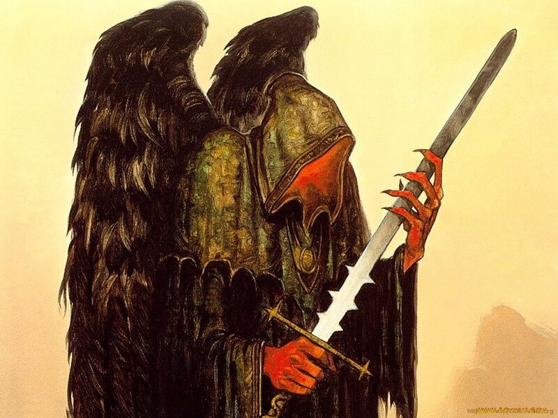 Angel with Black Wings — Dramatic, Illustration, Sword
