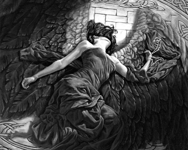 Angel with Black Wings — Dramatic, Illustration
