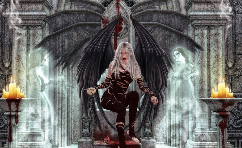 Angel with Black Wings — Dramatic, Night, Digital Art, Ghosts