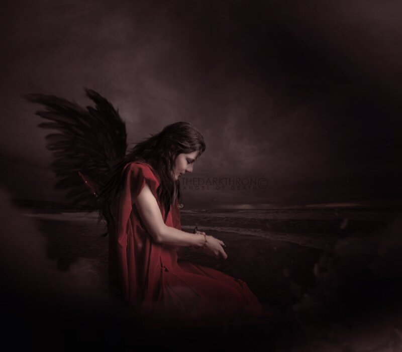 Angel with Black Wings — Dramatic, Night, Digital Art, Red Robe