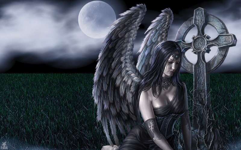 Angel with Black Wings — Dramatic, Night