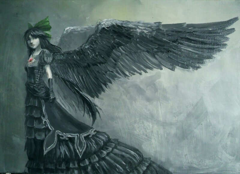 Angel with Black Wings — Dramatic, Painting