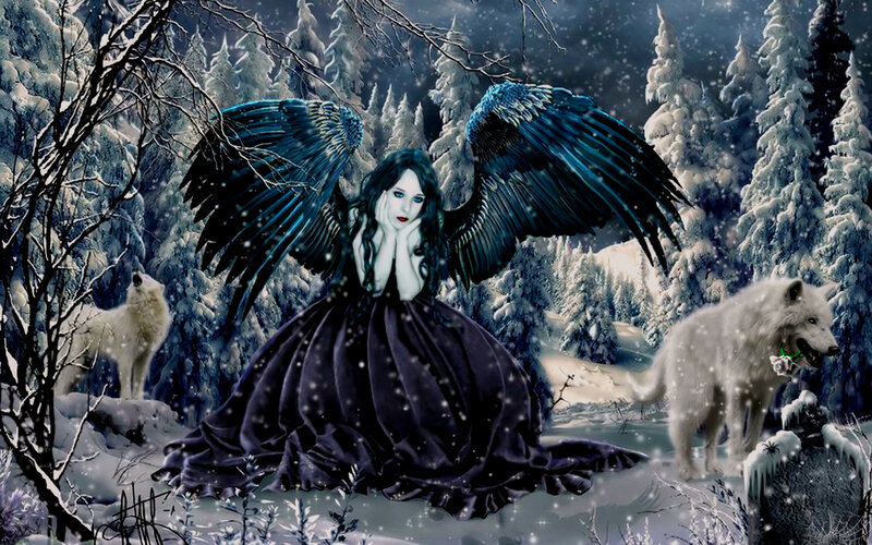 Angel with Black Wings — Dramatic, Winter