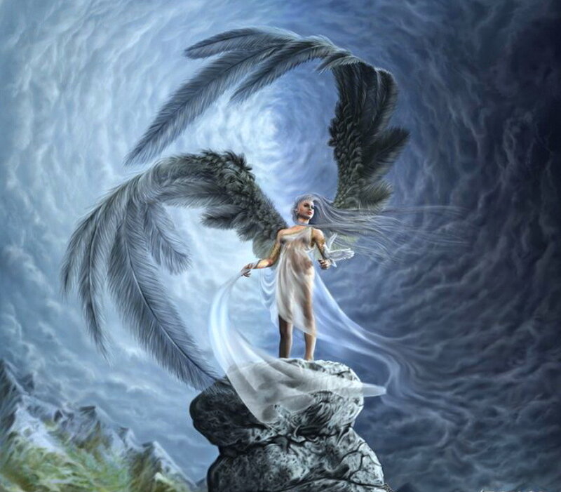 Angel with Black Wings — Gray, Dramatic