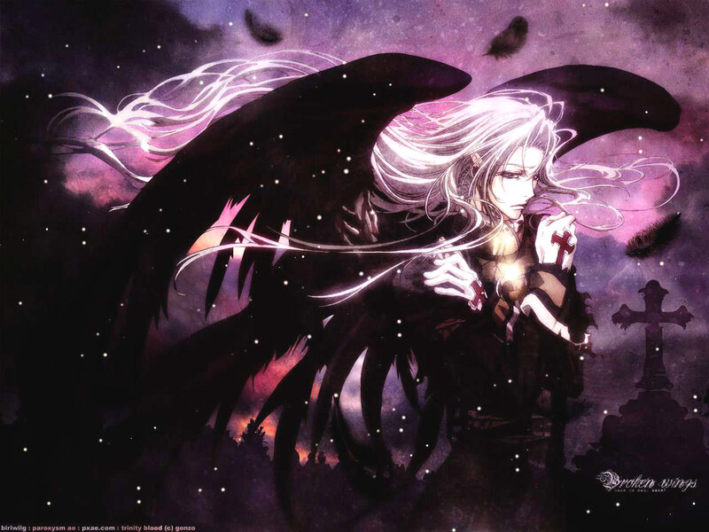 Angel with Black Wings — Purple, Dramatic, Night, Anime