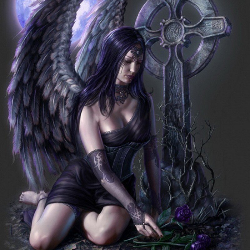 Angel with Black Wings — Purple, Dramatic, Night