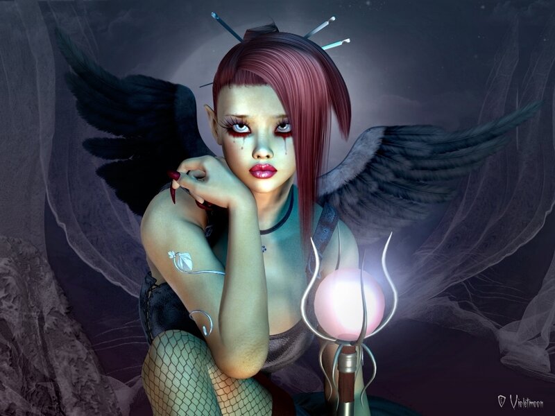 Angel with Black Wings — Purple, Dramatic