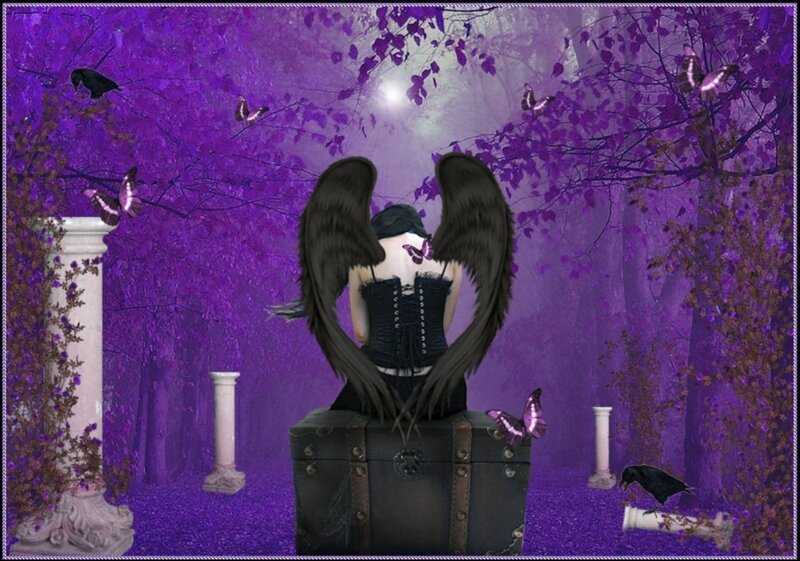 Angel with Black Wings — Purple, Mystical