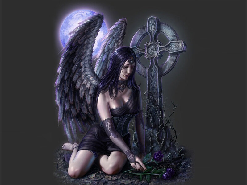Angel with Black Wings — Purple, Somber, Night