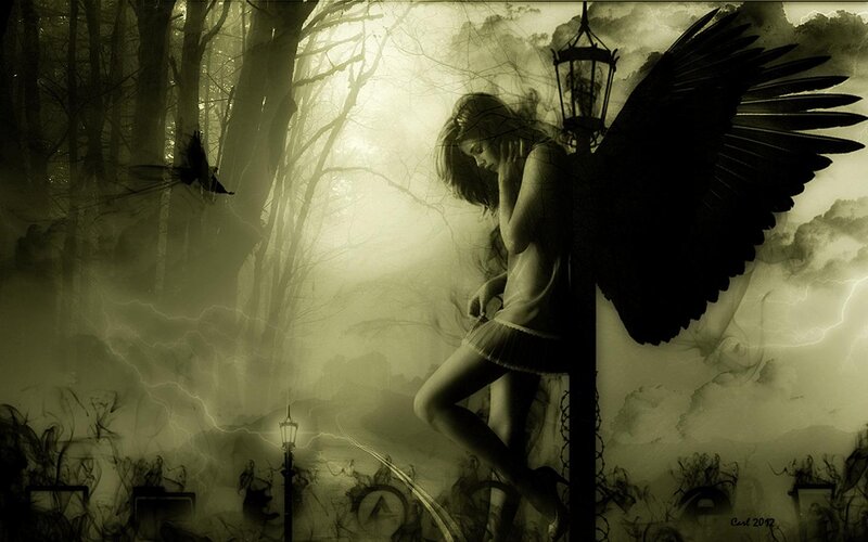 Angel with Black Wings — Sepia