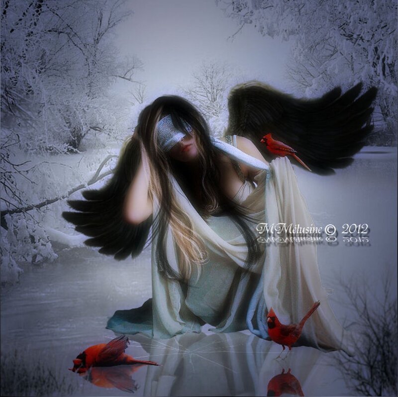 Angel with Black Wings — White, Dramatic