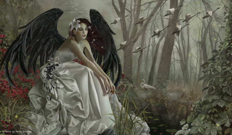 Angel with Black Wings — White, Serene, Morning