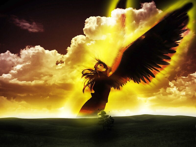 Angel with Black Wings — Yellow, Dramatic