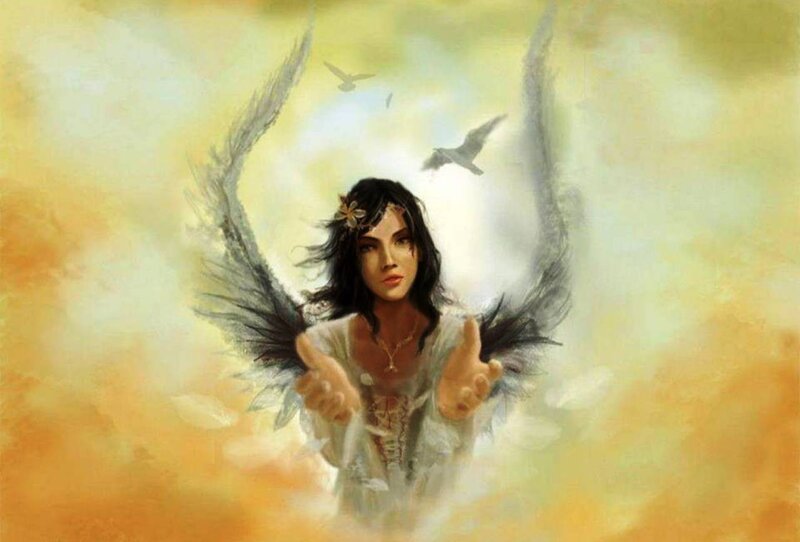Angel with Black Wings — Yellow, Serene