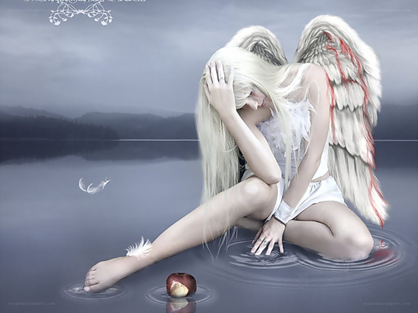 Angel with bleeding wings