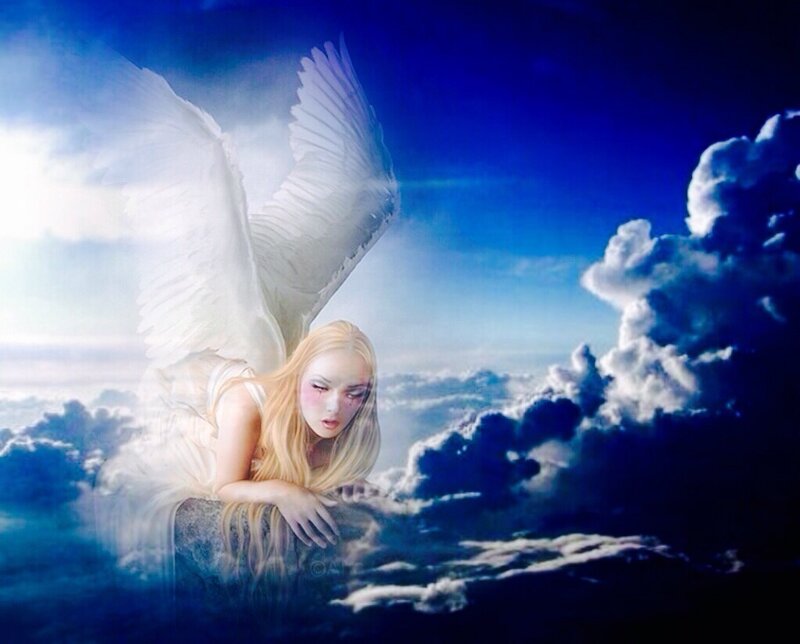 Angel with Blonde Hair — Blue, Serene