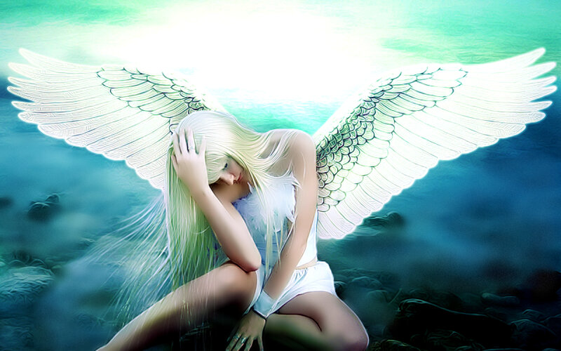 Angel with Blonde Hair — Blue