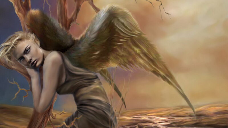 Angel with Blonde Hair — Brown