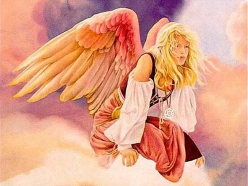Angel with Blonde Hair — Pink, Serene, Illustration