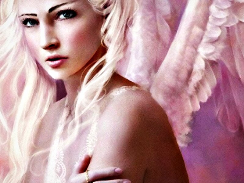 Angel with Blonde Hair — Pink, Serene