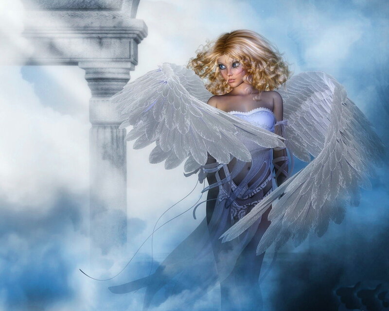 Angel with Blonde Hair — White, Ethereal