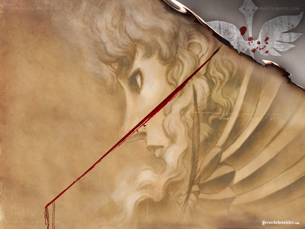 angel with blood-stained dove