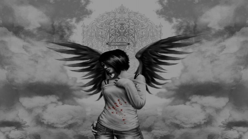 angel with blood-stained shirt
