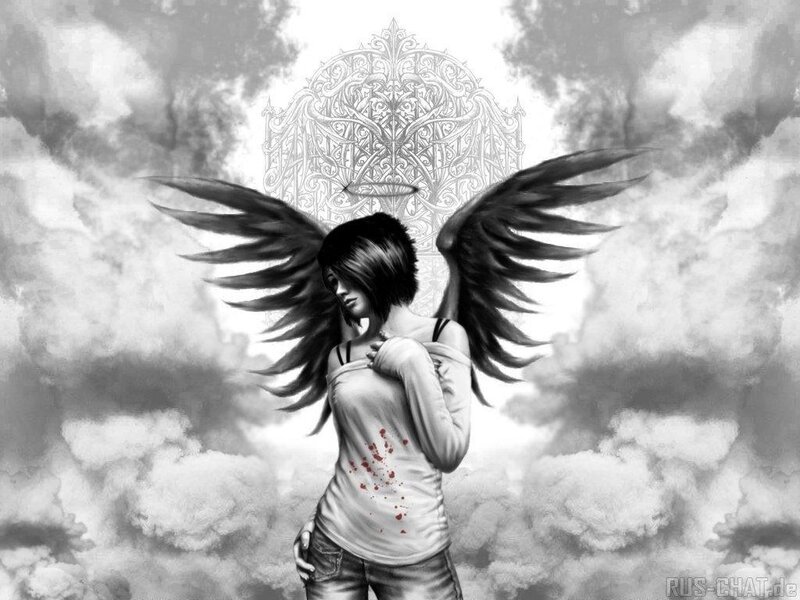 angel with blood-stained shirt