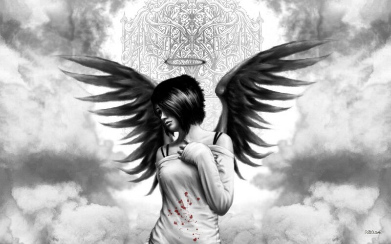 angel with blood-stained wings