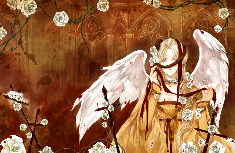 Angel with blood-stained wings