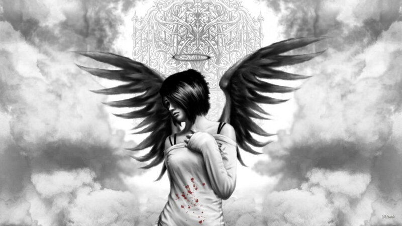 angel with blood-stained wings