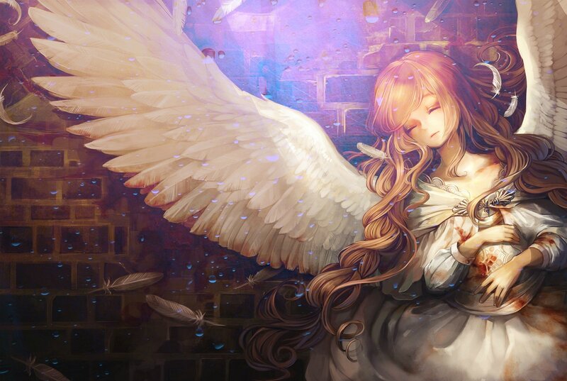 Angel with Bloodstains — White, Dramatic