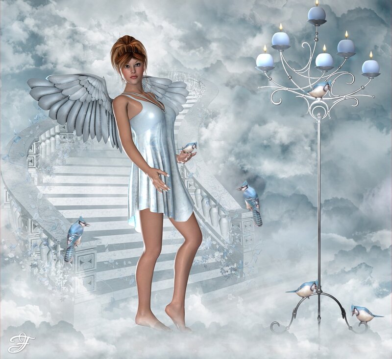 Angel with Blue Birds