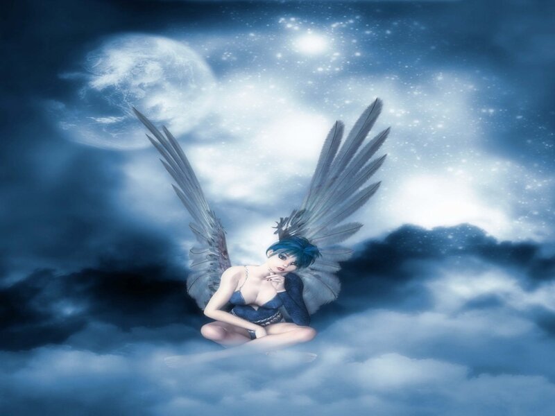 Angel with Blue Hair