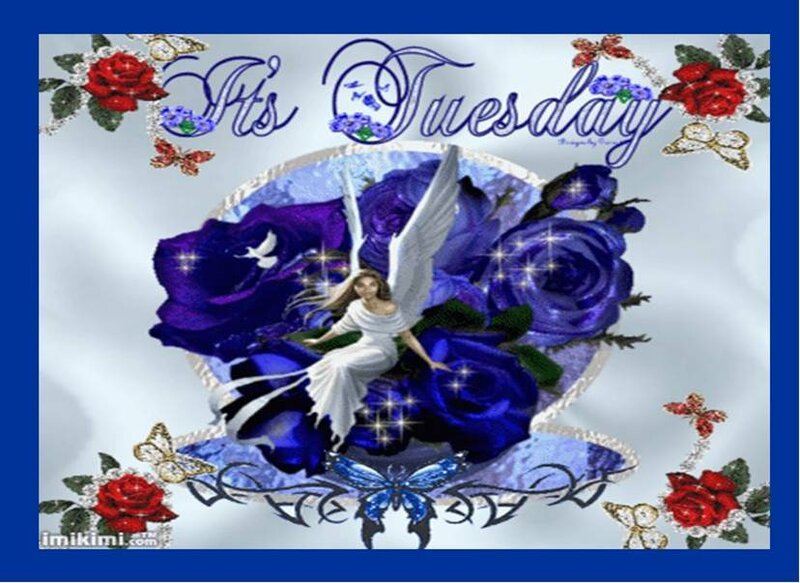 Angel with blue roses on Tuesday