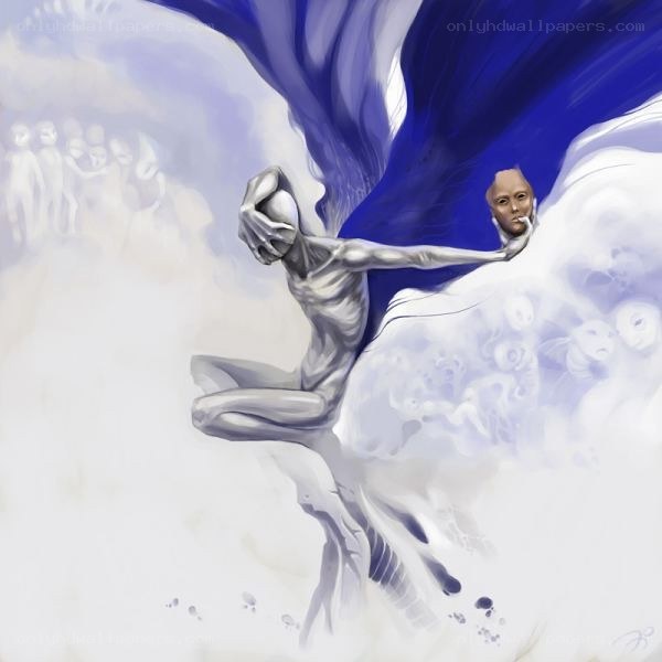 Angel with blue wings