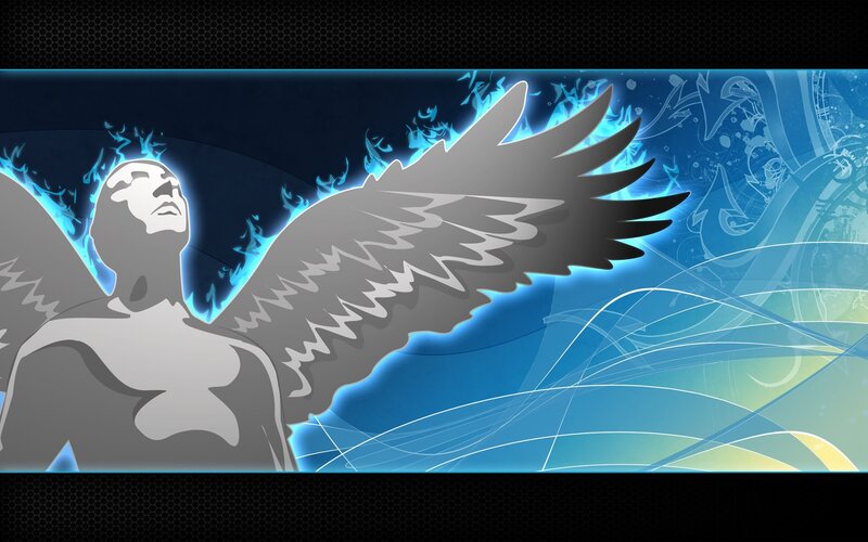 angel with blue wings
