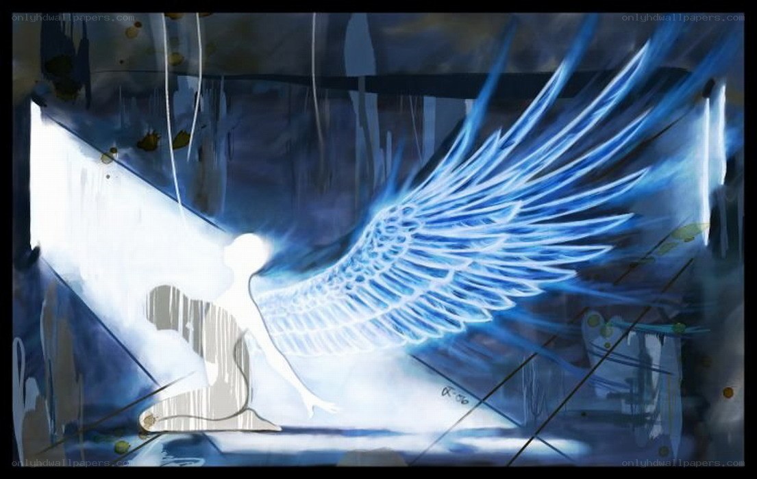 angel with blue wings