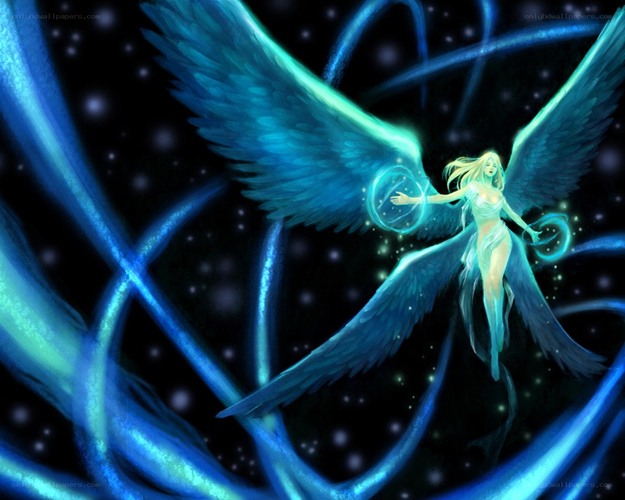 angel with blue wings