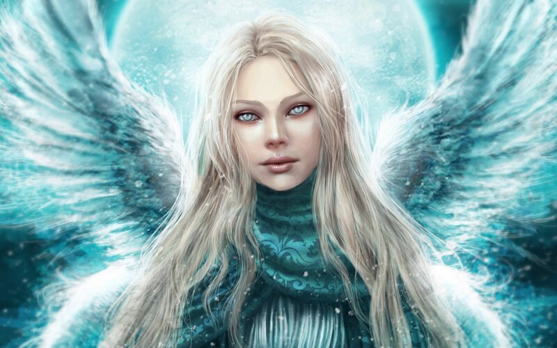 angel with blue wings