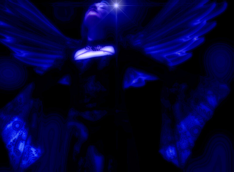 Angel with Blue Wings — Dramatic, Night, Digital Art