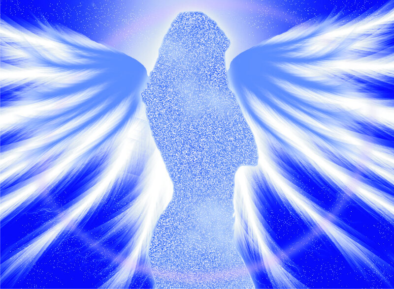 Angel with Blue Wings — Serene, Digital Art, Sparkles