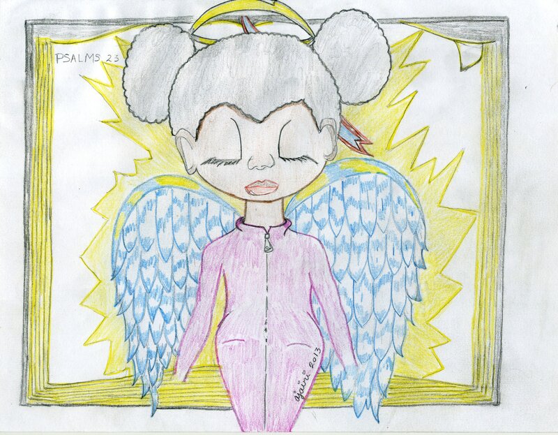 Angel with Blue Wings — Serene, Illustration