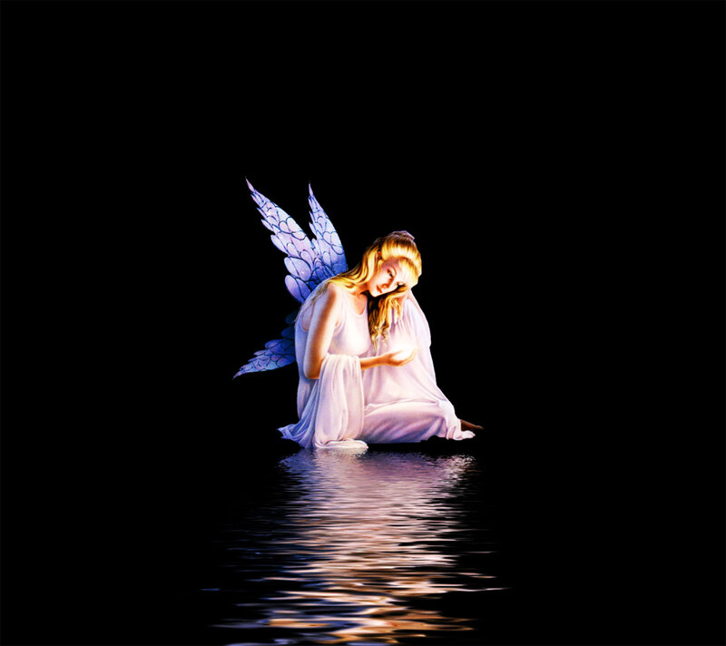Angel with Blue Wings — White