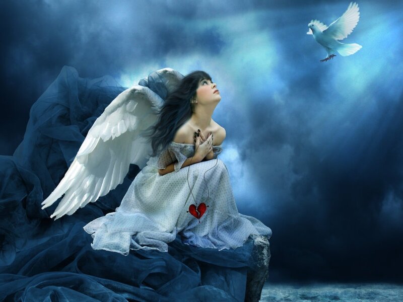 Angel with Broken Heart — Blue, Dramatic