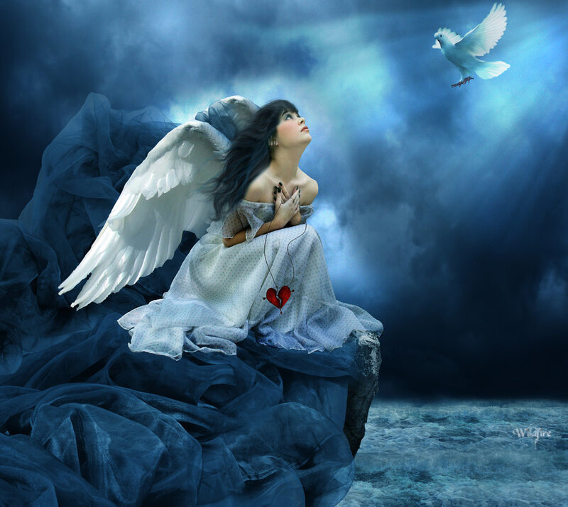 Angel with broken heart