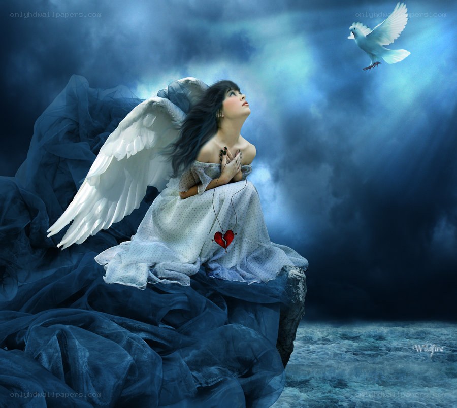 Angel with broken heart
