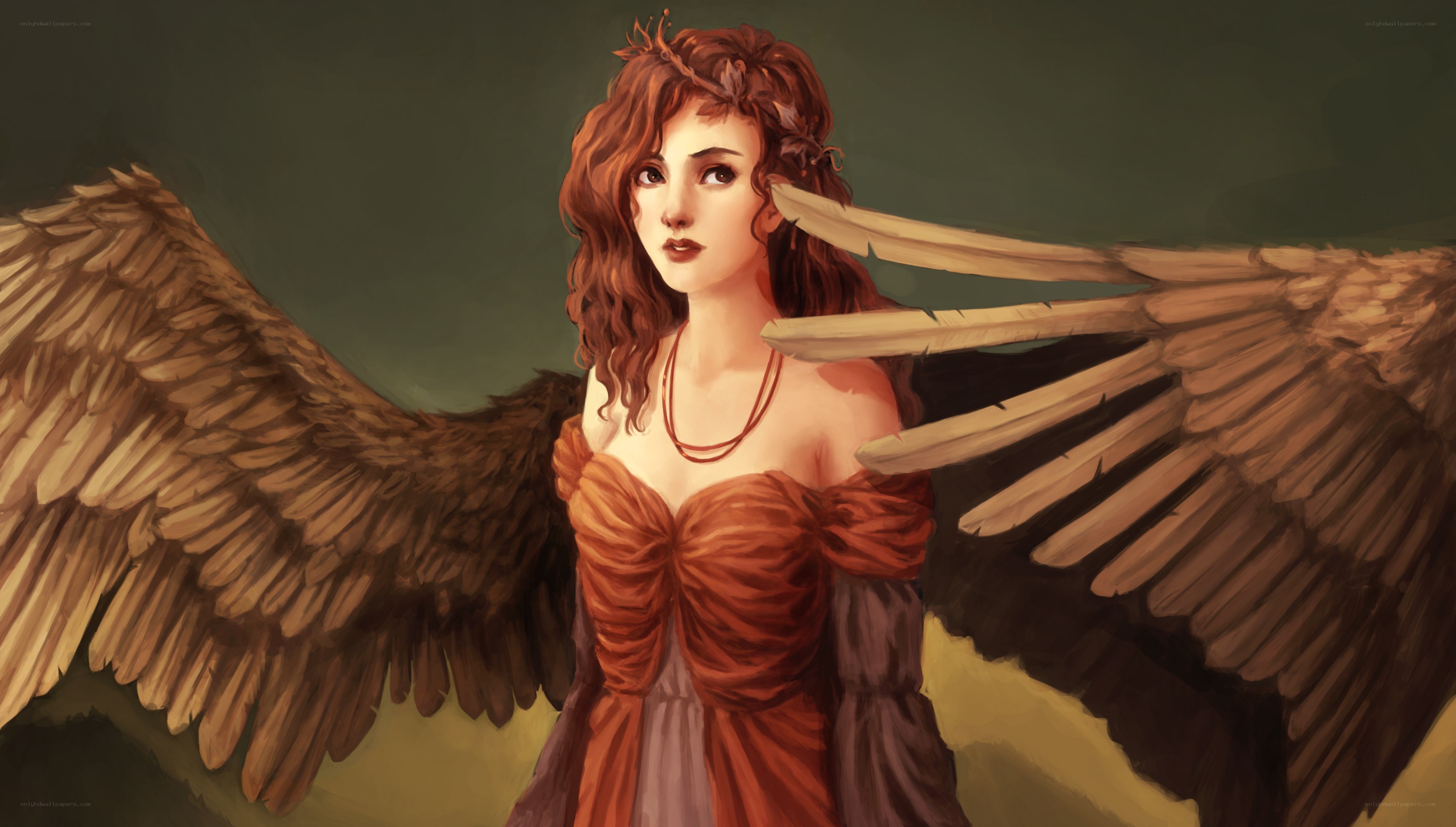 angel with brown wings
